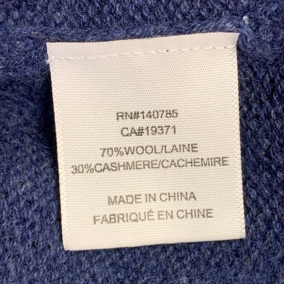 Size S Blue Cream Wool Cashmere Oversized Contrast Trim Faux Layer Pullover - Picture 6 of 7